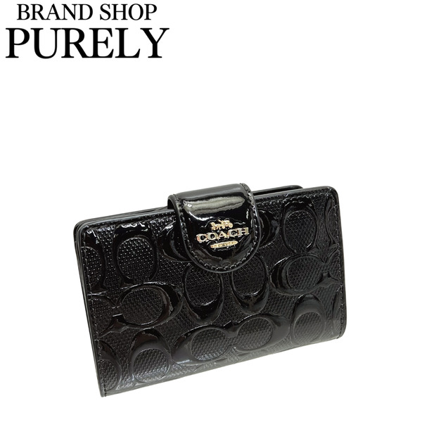 【COACH】二つ折り財布 ブラック レザー ミディアム ジップ CV414 COACH（コーチ） レディース 財布 二つ折り財布 ミディアム ジップ