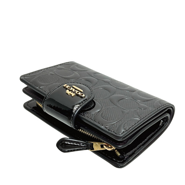 【COACH】二つ折り財布 ブラック レザー ミディアム ジップ CV414 COACH（コーチ） レディース 財布 二つ折り財布 ミディアム ジップ