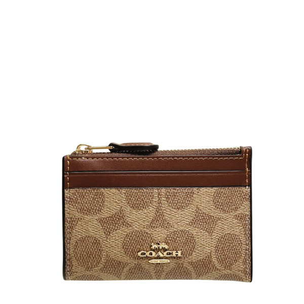 極美品✨️コーチ　パスケース コインケース　ブラウン　シグネチャー CP467 新品☆COACH(コーチ)ブラウン シグネチャー レザー コインケース