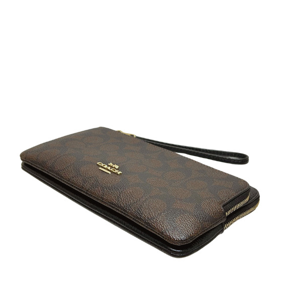 COACH コーチ ダブルジップポーチ 長財布 リストレット ダークパイン 