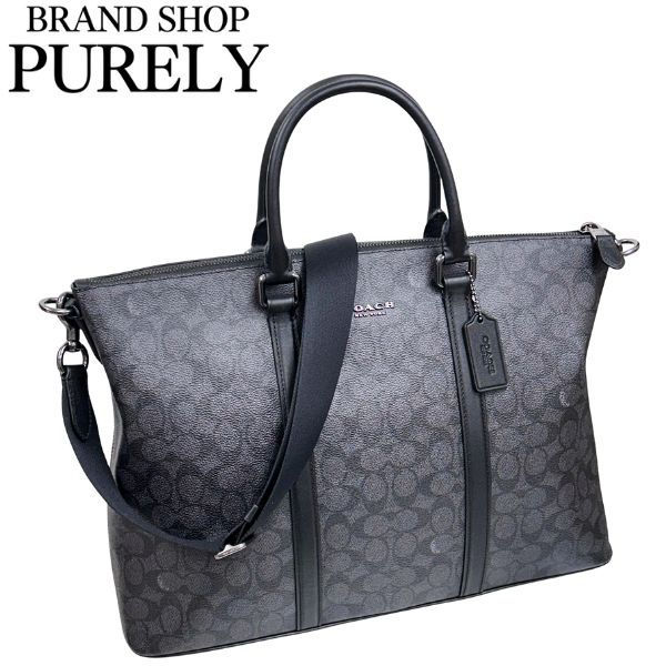 国内発送 コーチ バッグ メンズ COACH トートバッグ 2WAY シグネチャー カレブ ワーク バッグ CY770 QBMI5 チャコール×ブラック cy770_qbmi5_1.jpg