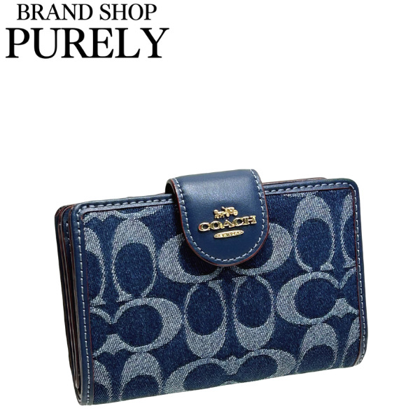 k*a様 コーチ　ミディアム ウォレット　シグネチャー デニム(新品未使用) COACH（コーチ） 国内発送 財布 レディース 折り財布 シグネチャー