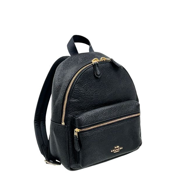 【新品】COACH リュック ブラックレザー F38263 ミニチャーリー COACH（コーチ） 国内発送 バッグ レディース リュックサック ぺブル