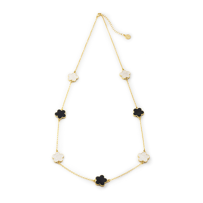 ネックレス ロング ステーション フラワー 花 モノトーン : purepoche 