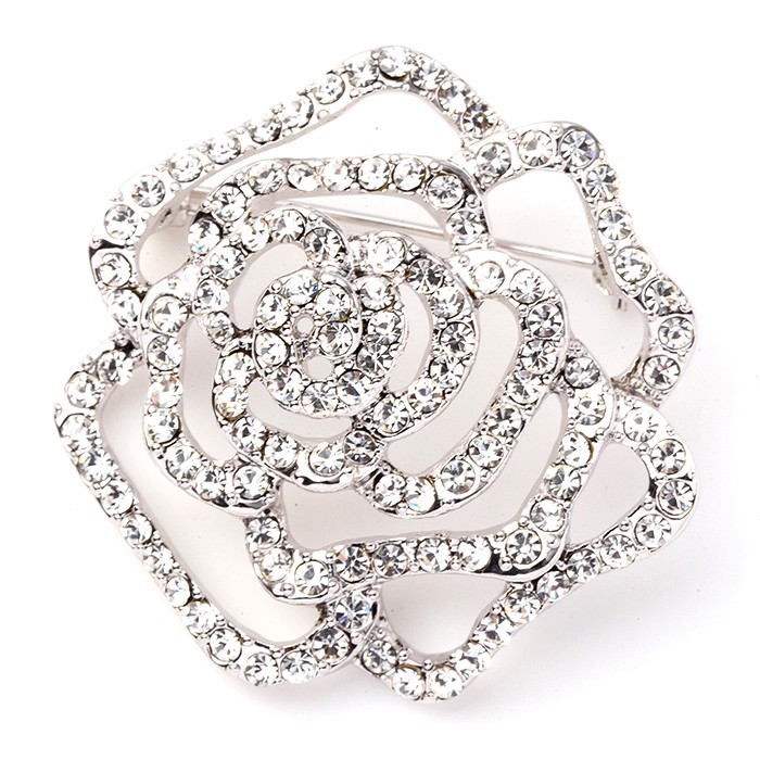 René 花形ブローチ クリスタル 美品✨Rene クリスタルブローチ フラワー スワロフスキー ビジュー
