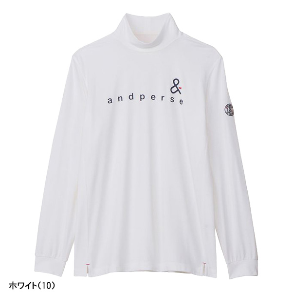 新品 アンパスィ and per se 長袖モックネックシャツ ホワイト and per se アンパスィ 長袖 モックネックシャツ セルヒート