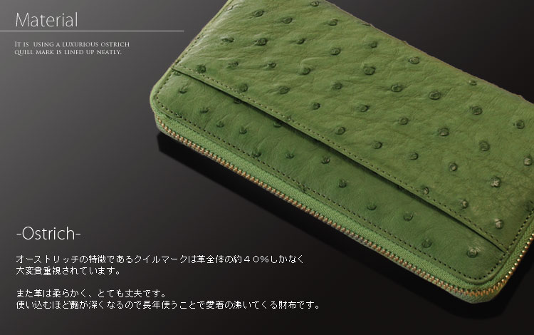 オーストリッチ ラウンドファスナー 長財布 (No.309014-mens-1)【■SAN■】_F24 オーストリッチ ラウンドファスナー 長財布 (No.309014-mens-1)【□SAN