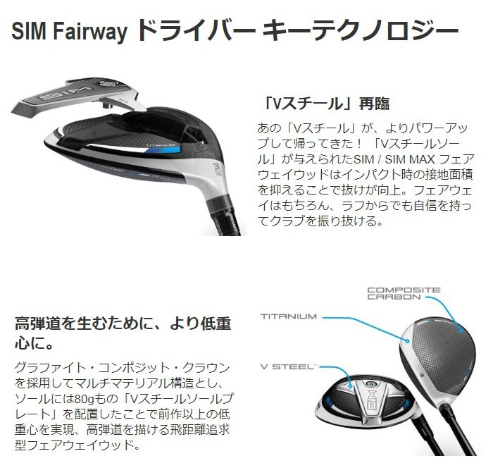 テーラーメイド Taylormade SIM フェアウェイウッド Tour AD XC-6 ...
