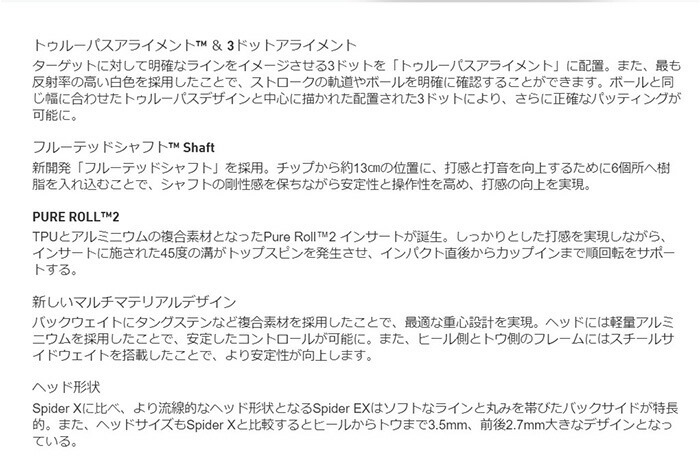 バーゲンセール テーラーメイド Taylormade Spider Ex Platinum White Small Slant パター 日本仕様 全店販売中