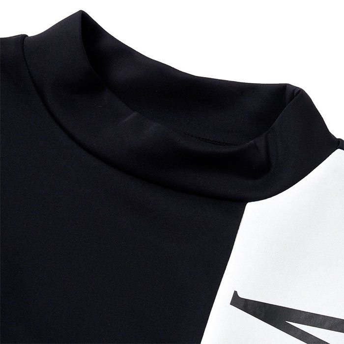 V12（ヴィ・トゥエルヴ） ゴルフ モックネック長袖シャツ モノクロ