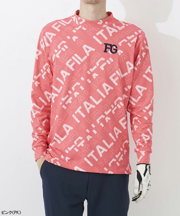 FILA GOLF ハイネックシャツ L 赤・黒 ダイヤモンドパターン