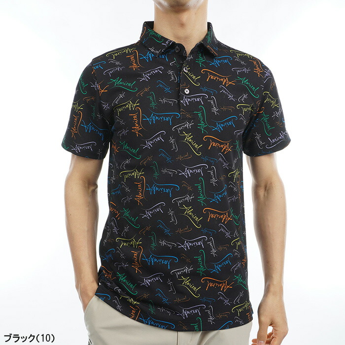 Admiral ネイビー 花柄 ポロシャツ ゴルフ Admiral ネイビー 花柄 ポロシャツ ゴルフ 中古 メンズ