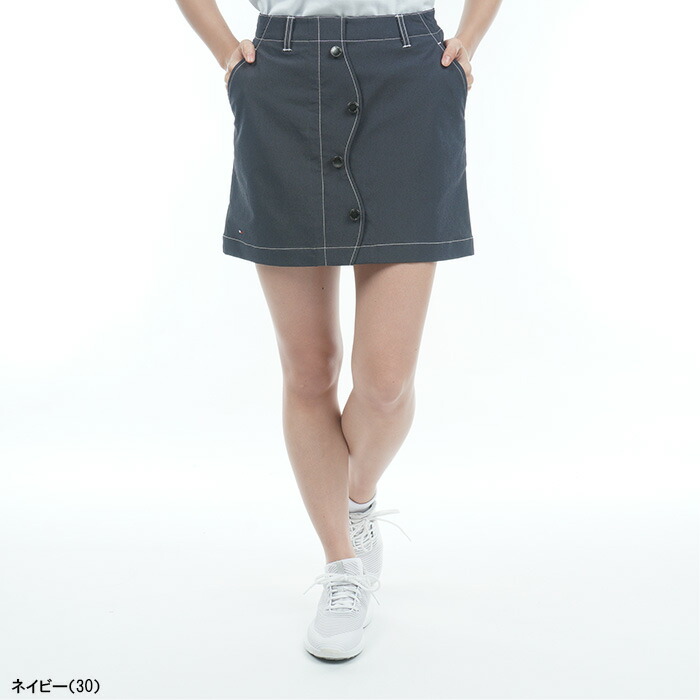 【レディース】トミー ヒルフィガー ゴルフ シャンブレー フロントボタンスカート THLA307 ゴルフウェア TOMMY HILFIGER GOLF（トミー ヒルフィガー ゴルフ） 在庫処分