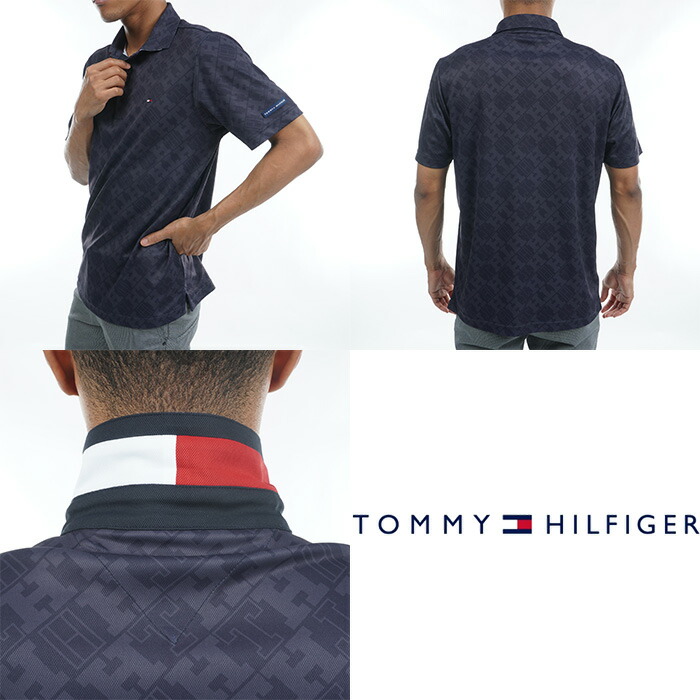 トップス Jacquard Sleeve S/S Tee -Black- TOMMY HILFIGER GOLF トミー ヒルフィガー ゴルフ 半袖