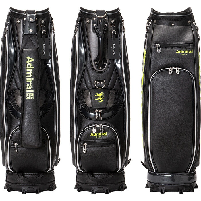 アドミラルキャディバッグ、シルバー×ブラック Admiral Golf アドミラルゴルフ 9型 スタンドキャディバッグ