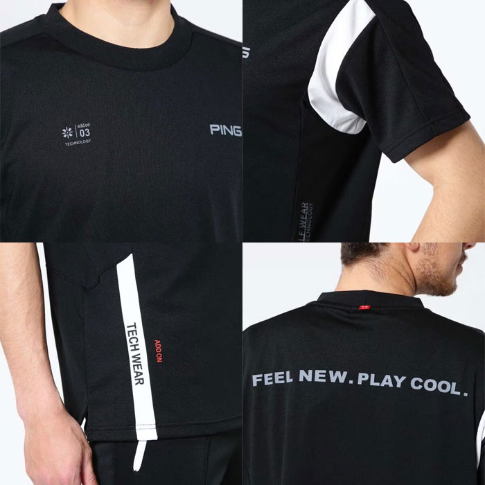 ピンゴルフプルオーバー新品LL PING（ピン） ゴルフ アドエルム ダブルフェイスメッシュ 半袖 モック