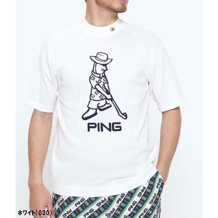 PING ピン ゴルフ Mr.PING柄 モックネック ニット プルオーバー