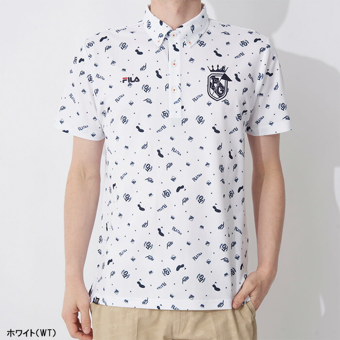 FILA GOLF フィラゴルフ 総柄 ロゴ 半袖 ポロシャツ ゴルフ ウェア FILA フィラ ゴルフ 半袖 ポロシャツ メンズ 743-607 飛び柄