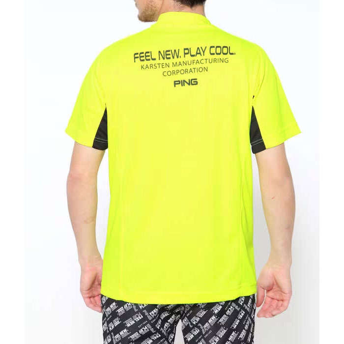 新品 ピン ゴルフ モックネック 半袖 シャツ 持続性冷感 バックプリント LL 新品 ピン ゴルフ モックネック 半袖 シャツ 持続性冷感 バック