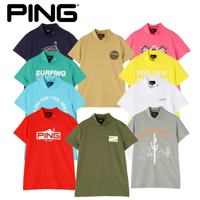 極美品　PING　総柄　ハイネック　カットソー　ロゴ　コールコア　Lサイズ　ピン 極美品 PING 総柄 ハイネック カットソー ロゴ コールコア L