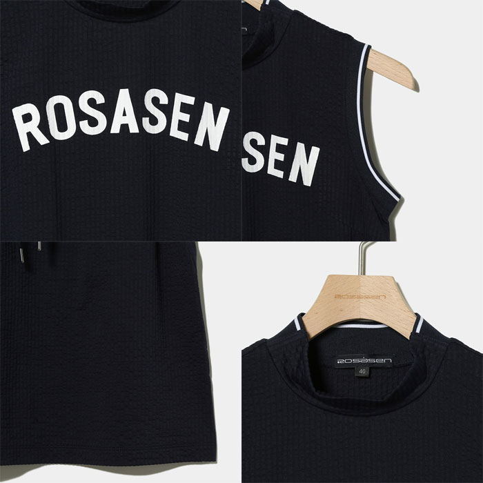 【Rosasen/GOLF】エコサッカーストライプノースリーブワンピース Rosasen ロサーセン レディース ゴルフ エコサッカーストライプ