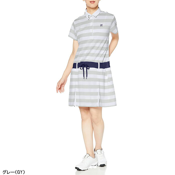 FILA メッシュパターンスカート ベージュ　Sサイズ FILA レディース フィラ ゴルフ ワンピース 巾広ボーダー 751