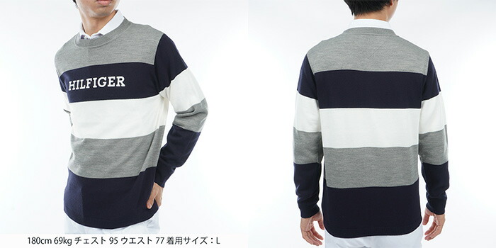 トミー ヒルフィガー ゴルフ 長袖 ストライプ クメンズ THMA380 TOMMY HILFIGER GOLF（トミー ヒルフィガー ゴルフ） トミー