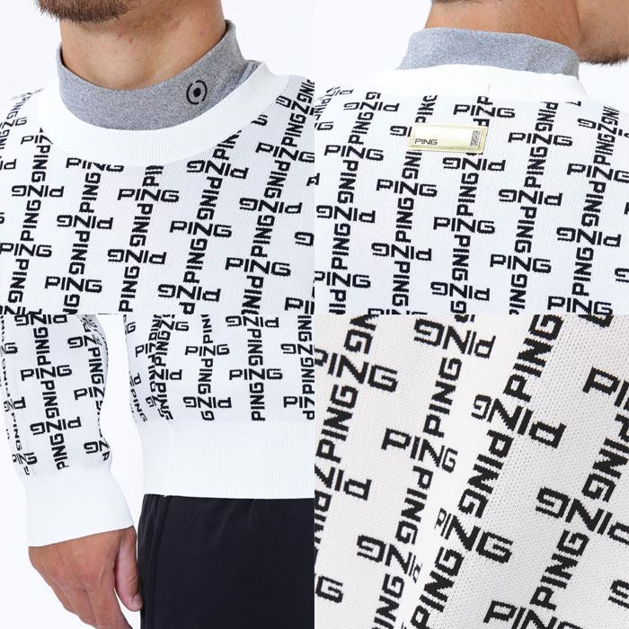 PING（ピン） ゴルフ モノグラム柄 ジャガード クルーネック ニット