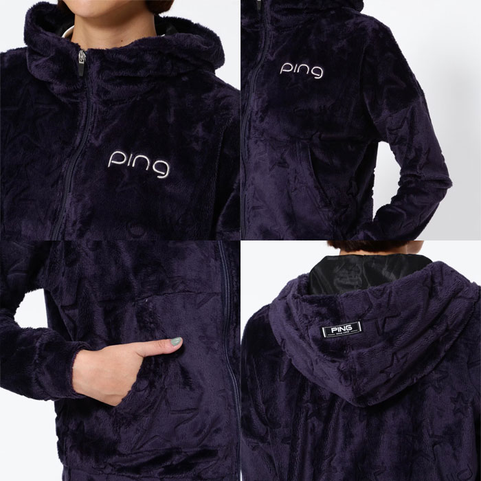 PING（ピン） レディース ゴルフ ベロア フーディー ブルゾン 622