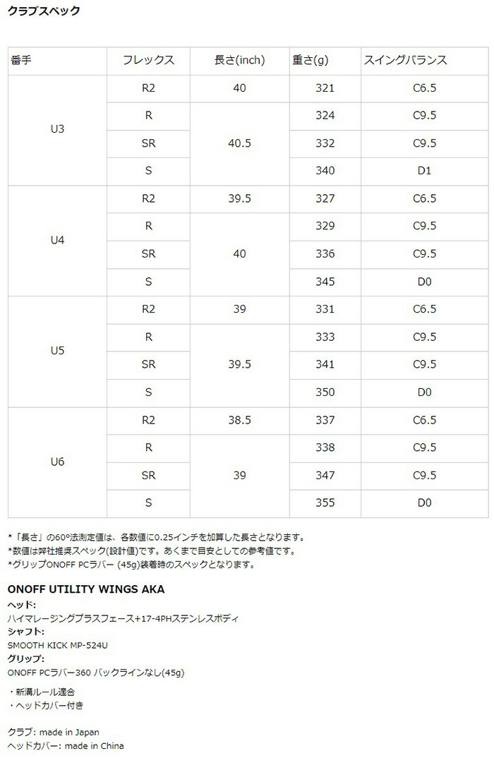 AKA オノフ ユーティリティ 2024年モデル MP-524U カーボンシャフト