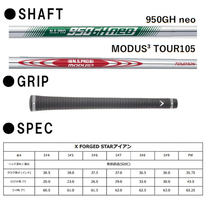 キャロウェイ X FORGED STAR 24 アイアン 6本セット NS PRO 950 GH neo/MODUS3 TOUR105シャフト  2024年モデル