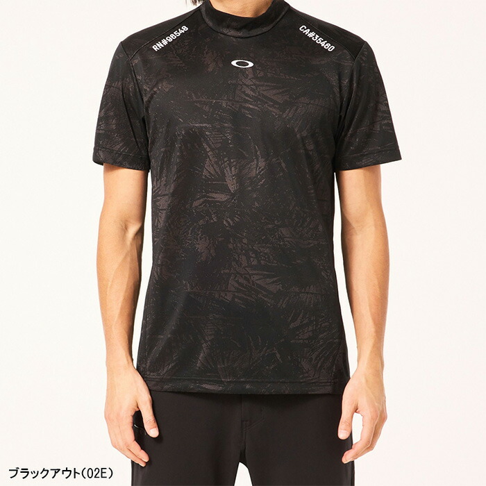 Oakley - 【超美品】オークリー 半袖ハイネックシャツ 白×黒 サイド切替 総柄  メンズ L ゴルフウェア 2024年モデル Oakley Oakley - 【超美品】オークリー 半袖ハイネックシャツ 白×黒