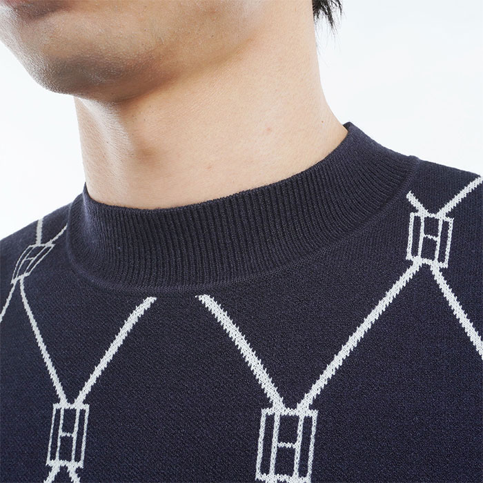 トミーヒルフィガー ゴルフ モノグラムジャカード モックネックセーター THMA480 ゴルフウェア トップス 2024年秋冬モデル   TOMMY HILFIGER GOLF（トミー ヒルフィガー ゴルフ） トミー