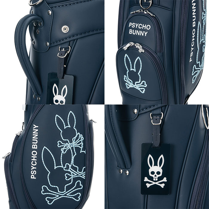 【極美品】Psycho Bunny ゴルフキャディバッグ 9型 ネイビー スカル Psycho Bunny（サイコバニー） ゴルフ 9.0型 SEASONAL EDITION