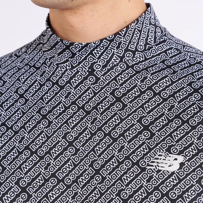 【タカヨシ】ニューバランス ゴルフ アウトラインロゴ柄 半袖 モックネック New Balance Golf ニューバランス ゴルフ アウトラインロゴ柄