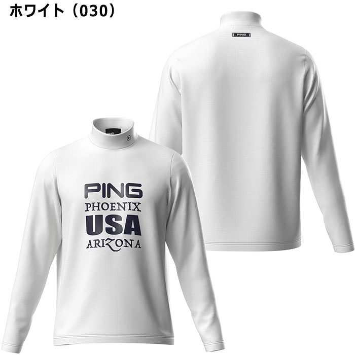 ピン ping メンズ ロゴプリント ダブルフェイス　ゴルフ　ハイネック　GL ピン（PING）（メンズ）ゴルフウェア 速乾 ダブルメッシュ 半袖