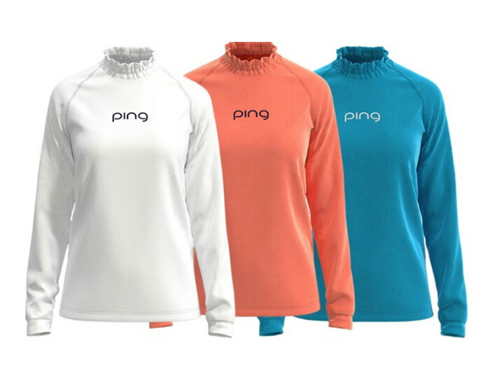 2枚セット PING ピンアパレル ダブルフェイス鹿の子ハイネック長袖シャツ M PING（ピン） レディース アパレル ゴルフウェア 長袖 変形襟