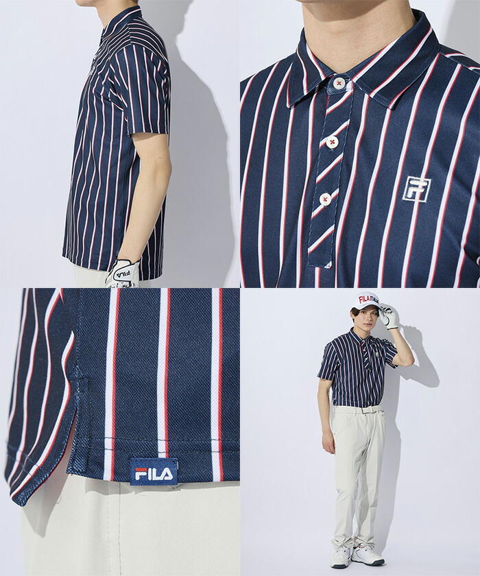 FILA GOLF フィラ ゴルフ 半袖 ポロシャツ ストライププリント