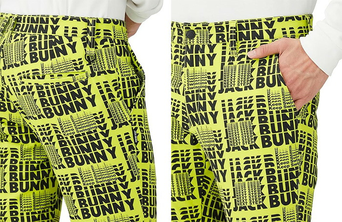 新品Jack Bunny(ジャックバニー) ロングパンツ 総柄プリントツイル素材 Jack Bunny!! ジャックバニー ロングパンツ 総柄プリント ツイル