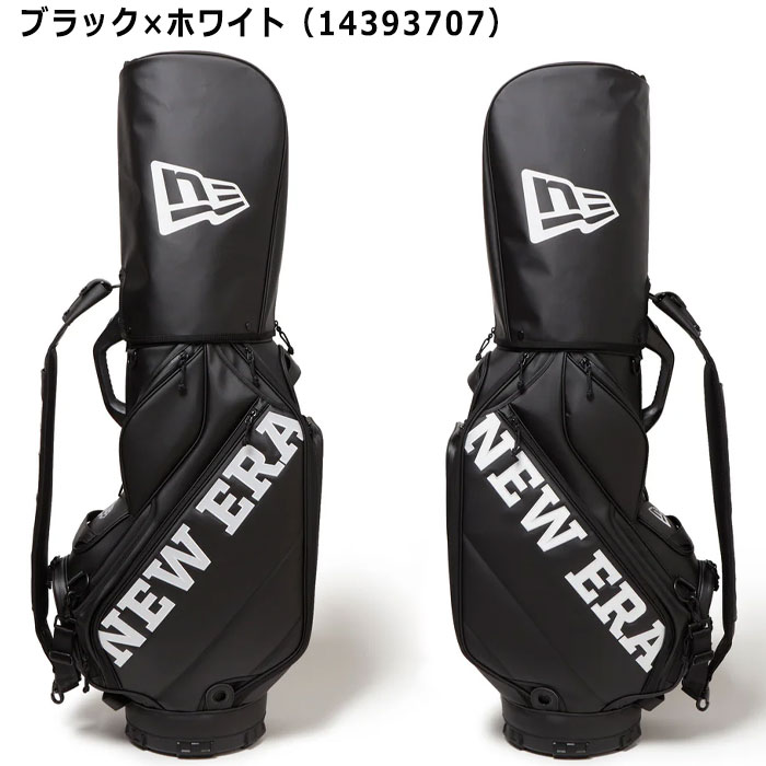 美品 NEW ERAプロツアーキャディバッグ ワードマークロゴブラック×ホワイト NEW ERA（ニューエラ） 二ューエラ ゴルフ 10.5型 プロ ツアーバッグ