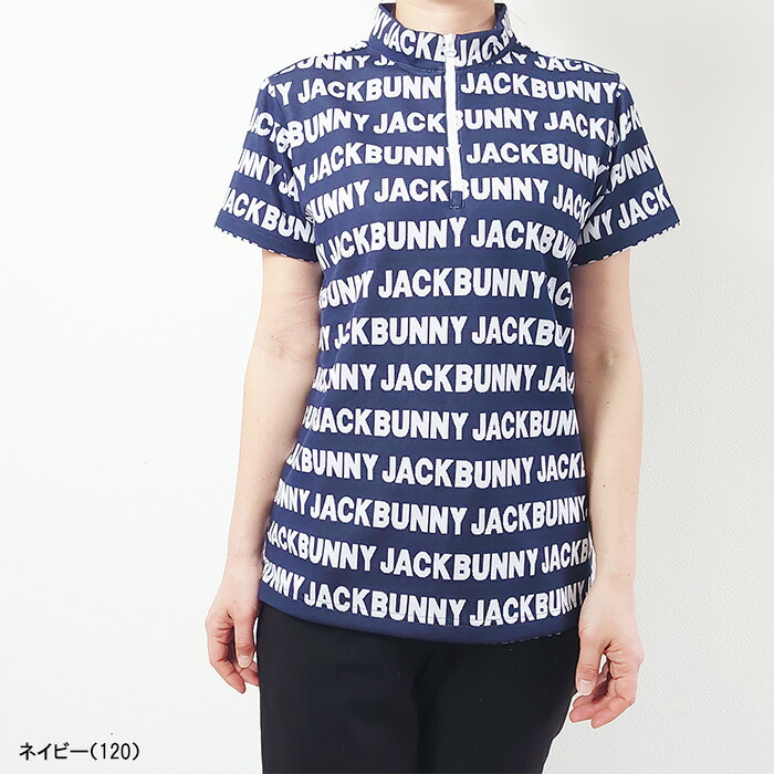 Jack Bunny!!（ジャックバニー） レディース 半袖 ハーフジップシャツ