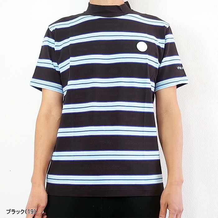 サイズ：50 VIVA HEART ビバハート 011-29444 半袖ポロシャツ ボーダー柄 グレー系 [240101475954] ゴルフウェア メンズ ストスト VIVA HEART ビバハート ゴルフボーダー柄 モックネック 半袖