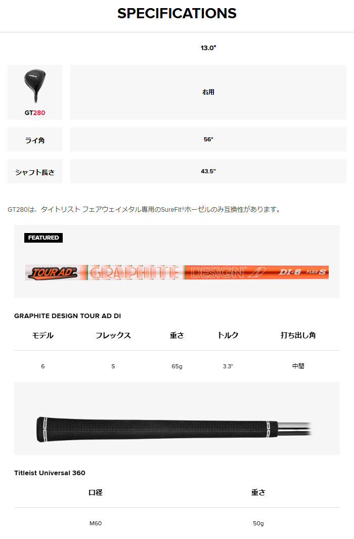 GT（Titleist） タイトリスト GT280 ミニドライバー Tour AD DI