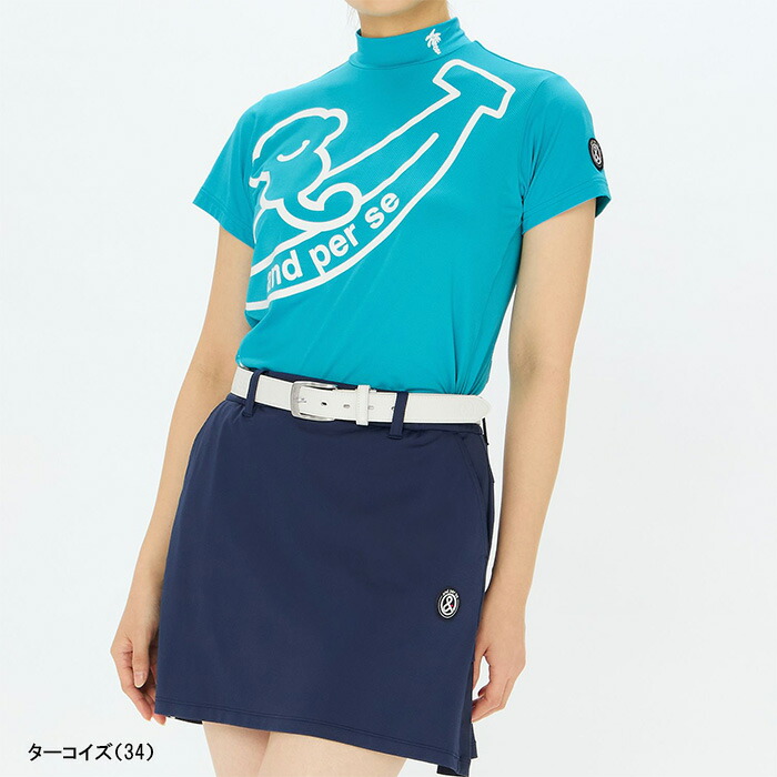 and per se（アンパスィ） レディース 半袖 モックネックシャツ