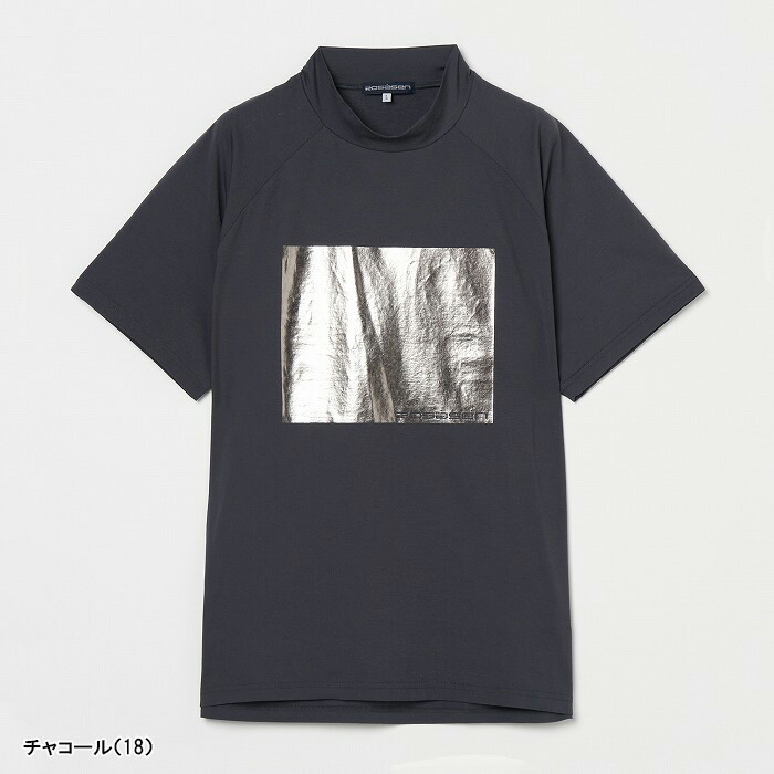 ロサーセン 半袖 モックネックシャツ A-Line 箔プリント メンズ 047-23442 トップス ゴルフウェア 2025年春夏モデル ROSASEN 春夏ウェア Rosasen（ロサーセン） 半袖 モックネックシャツ A-Line 箔プリント