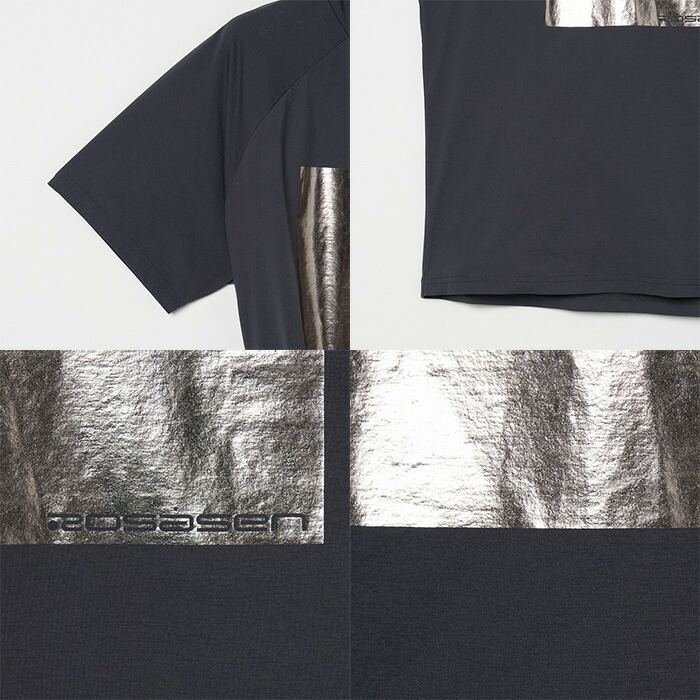 Rosasen（ロサーセン） 半袖 モックネックシャツ A-Line 箔プリント