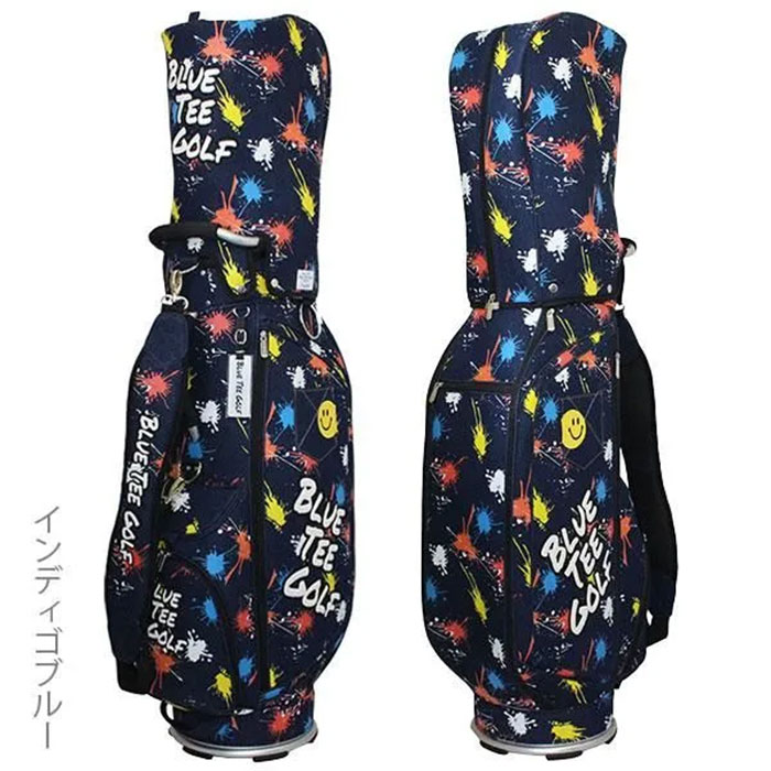 ブルーティーゴルフ 9.0型 デニムペイント カートキャディーバッグ CB-027 ゴルフバッグ カートタイプ ネームプレート刻印無料！ BLUE TEE GOLF BLUE TEE GOLF（ブルーティーゴルフ） 9.0型 デニムペイント カート