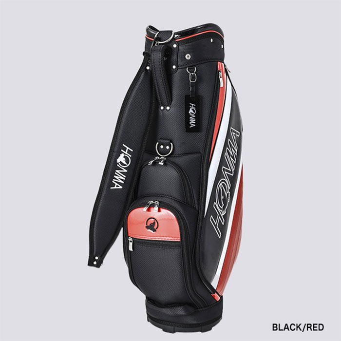 CB12412　ホンマゴルフキャディバッグ　カートバッグ　ブラック×レッド HONMA GOLF 本間ゴルフ 9.0型 カートキャディバッグ CB12412