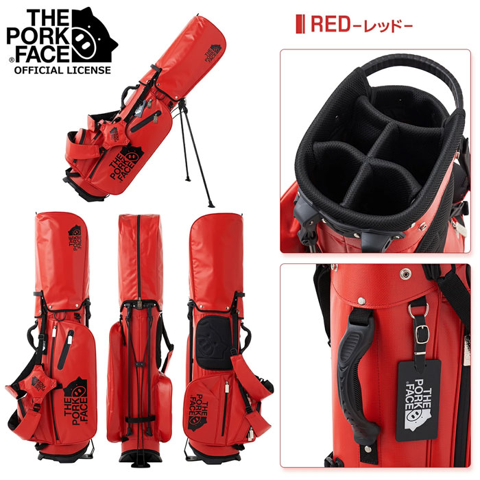 THE PORK FACE ブラックキャディバッグ The Pork Face ゴルフ 9.0型 ポークフェイス スタンドキャディ