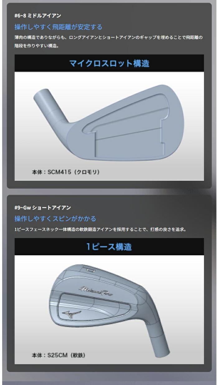 MIZUNO GOLF ミズノ Mizuno Pro M-13 アイアン 6本セット(No.5〜9、PW
